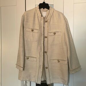 H&M Tweed Cream Lady Coat with Bee Button XS NWT